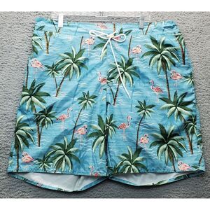 St. John's Bay Swim Shorts Men 2XL Multi Hawaiian Mesh Elastic Waistband On Back